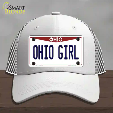 Ohio Girl Ohio Novelty License Plate Hat Mesh / White