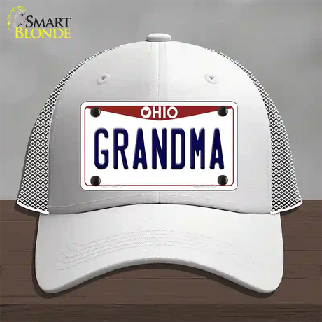 Grandma Ohio Novelty License Plate Hat Mesh / White