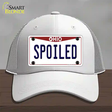 Spoiled Ohio Novelty License Plate Hat Mesh / White