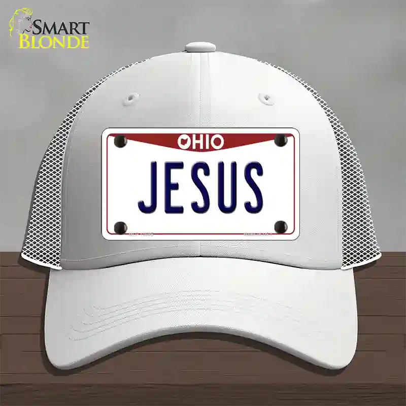 Jesus Ohio Novelty License Plate Hat Mesh / White