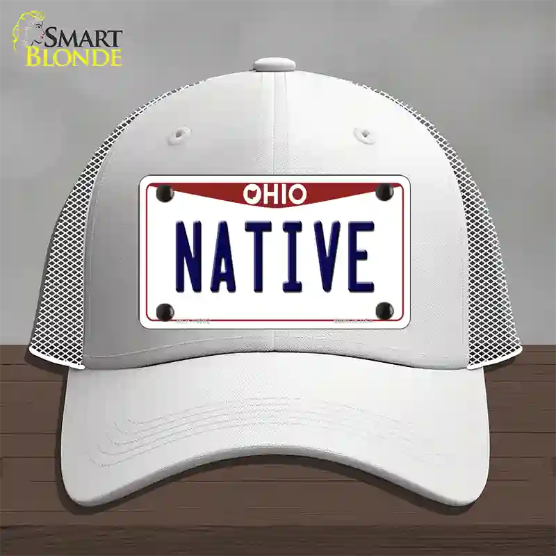 Native Ohio Novelty License Plate Hat Mesh / White