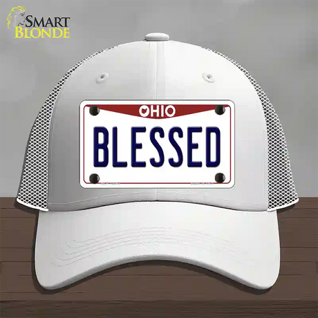 Blessed Ohio Novelty License Plate Hat Mesh / White