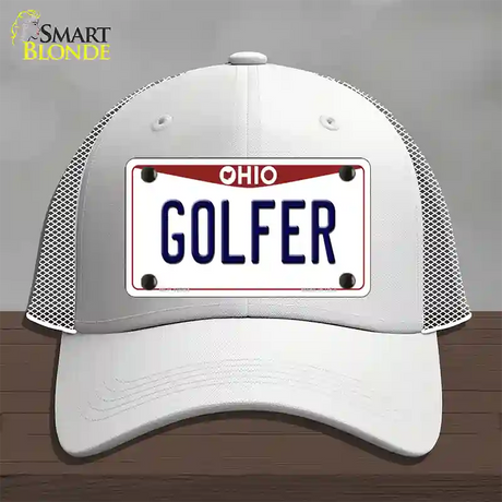 Golfer Ohio Novelty License Plate Hat Mesh / White