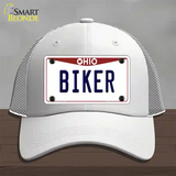 Biker Ohio Novelty License Plate Hat Mesh / White