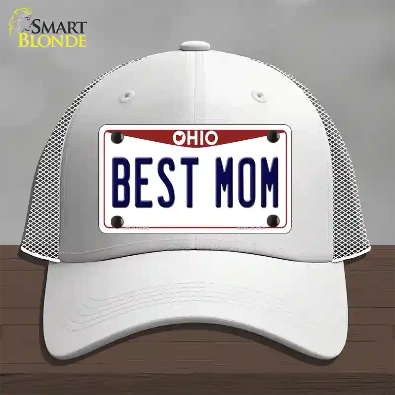 Best Mom Ohio Novelty License Plate Hat Mesh / White