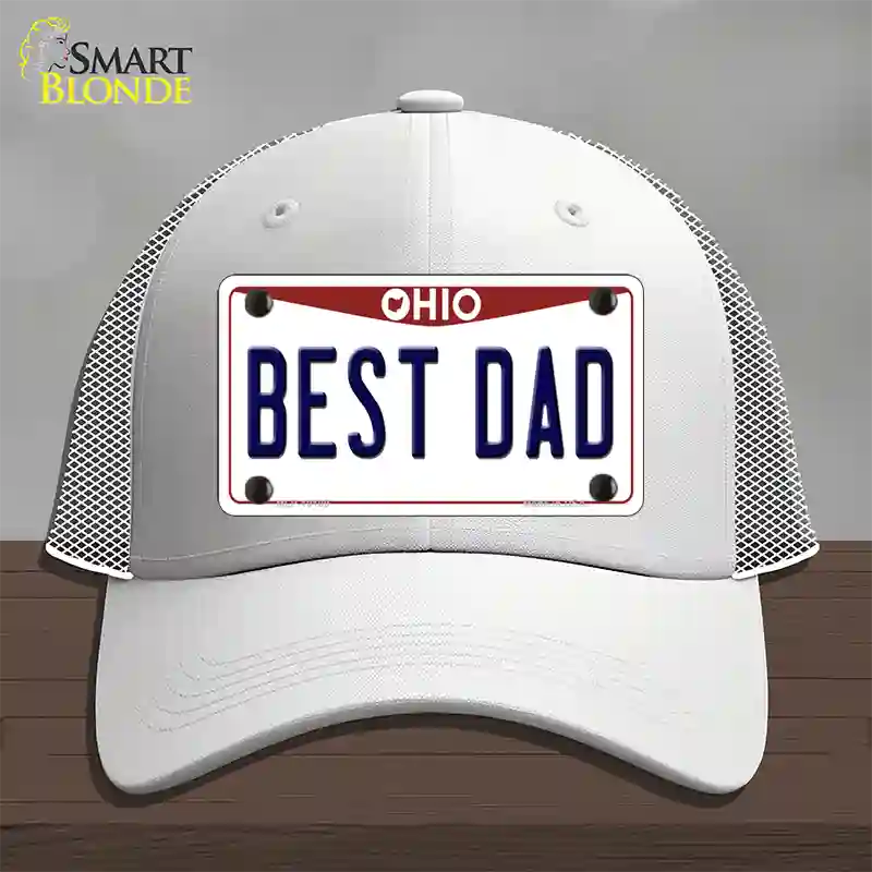 Best Dad Ohio Novelty License Plate Hat Mesh / White