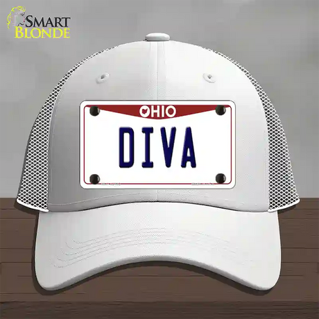 Diva Ohio Novelty License Plate Hat Mesh / White