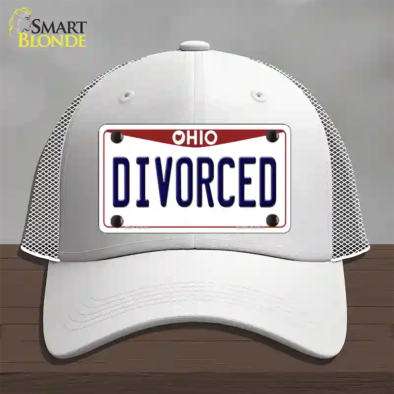 Divorced Ohio Novelty License Plate Hat Mesh / White