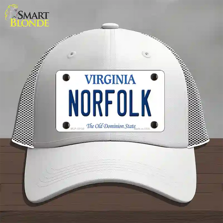 Norfolk Virginia Novelty License Plate Hat Mesh / White