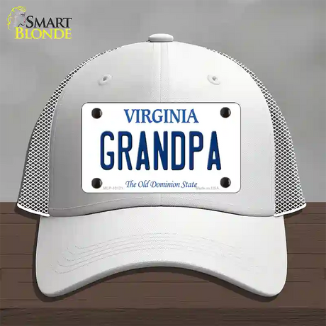 Grandpa Virginia Novelty License Plate Hat Mesh / White