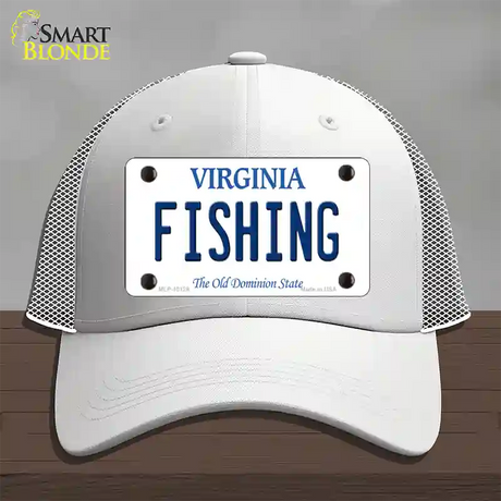 Fishing Virginia Novelty License Plate Hat Mesh / White