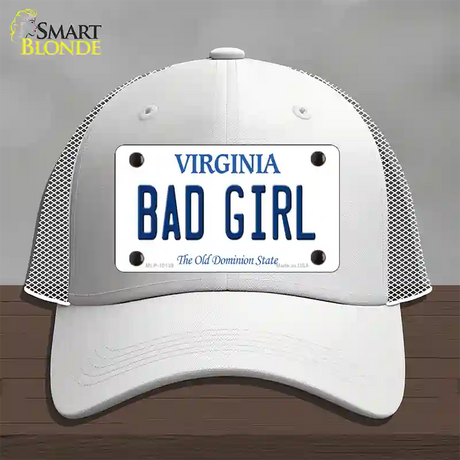 Bad Girl Virginia Novelty License Plate Hat Mesh / White