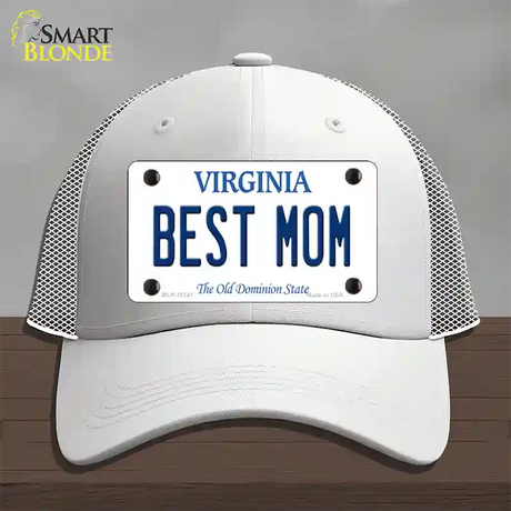 Best Mom Virginia Novelty License Plate Hat Mesh / White