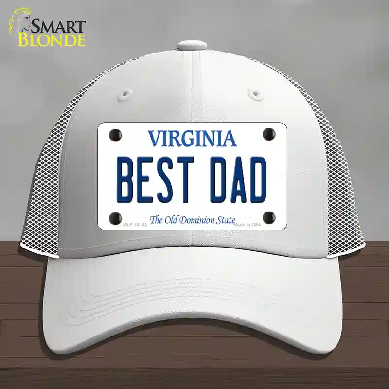 Best Dad Virginia Novelty License Plate Hat Mesh / White