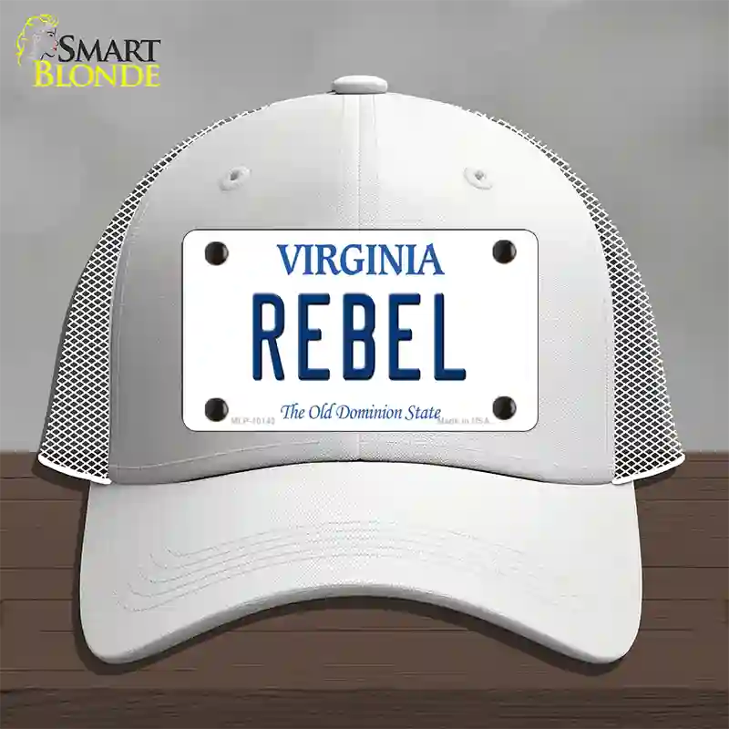 Rebel Virginia Novelty License Plate Hat Mesh / White