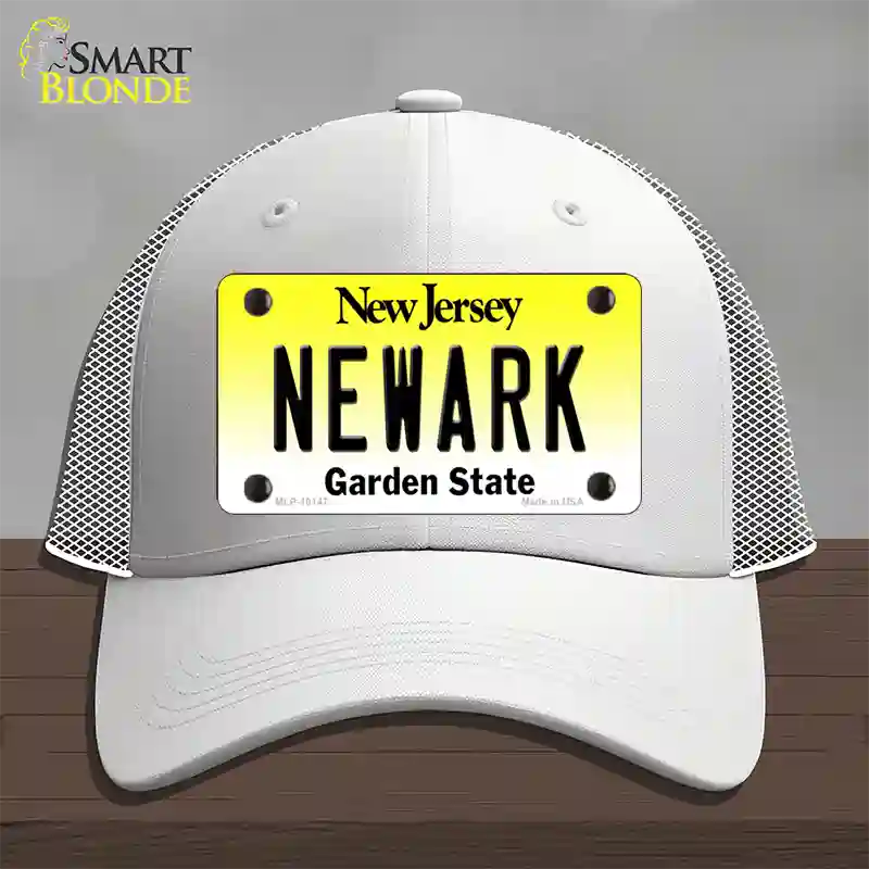 Newark New Jersey Novelty License Plate Hat Mesh / White