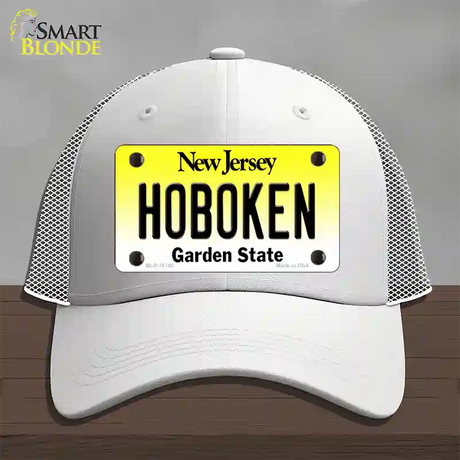 Hoboken New Jersey Novelty License Plate Hat Mesh / White