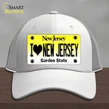 I Love New Jersey Novelty License Plate Hat Mesh / White