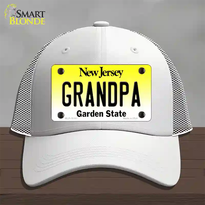 Grandpa New Jersey Novelty License Plate Hat Mesh / White