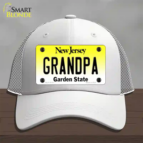 Grandpa New Jersey Novelty License Plate Hat Mesh / White