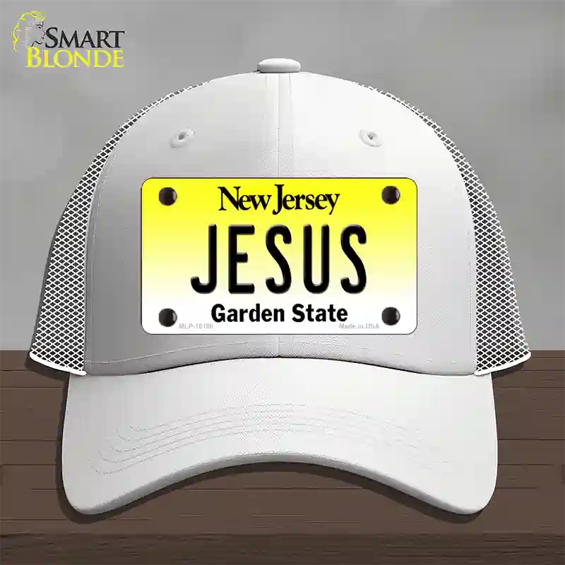 Jesus New Jersey Novelty License Plate Hat Mesh / White