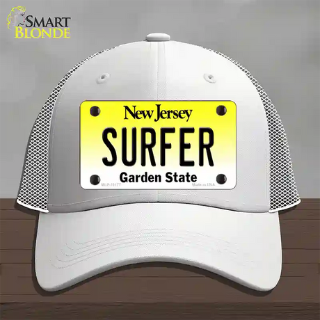 Surfer New Jersey Novelty License Plate Hat Mesh / White