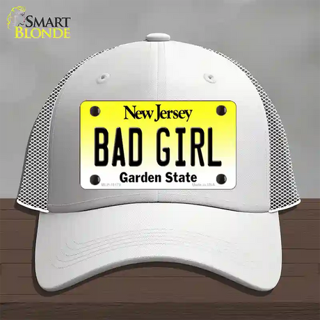 Bad Girl New Jersey Novelty License Plate Hat Mesh / White