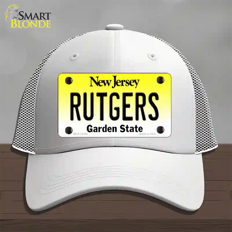 Rutgers New Jersey Novelty License Plate Hat Mesh / White