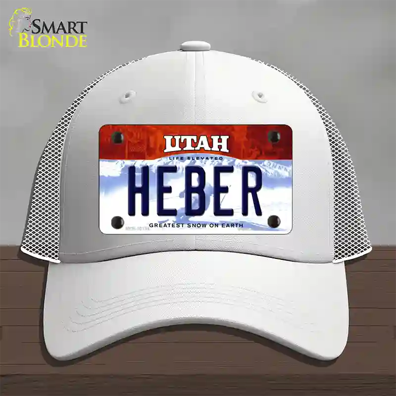 Heber Utah Novelty License Plate Hat Mesh / White