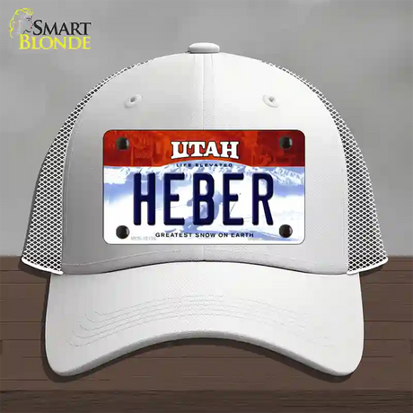 Heber Utah Novelty License Plate Hat Mesh / White