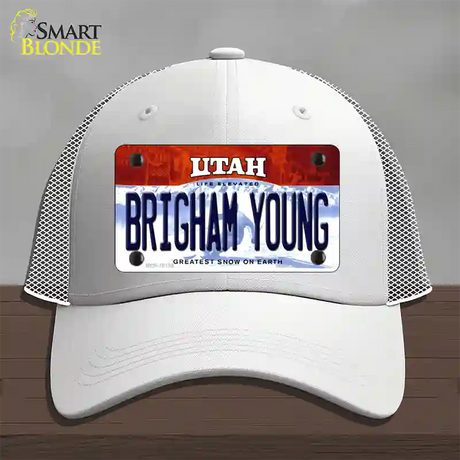 Brigham Young Utah Novelty License Plate Hat Mesh / White