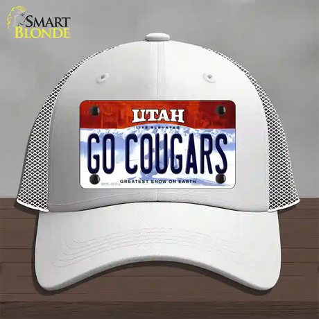 Go Cougars Utah Novelty License Plate Hat Mesh / White