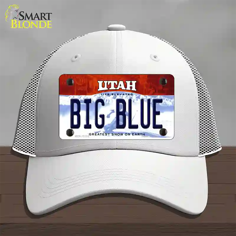 Big Blue Utah Novelty License Plate Hat Mesh / White