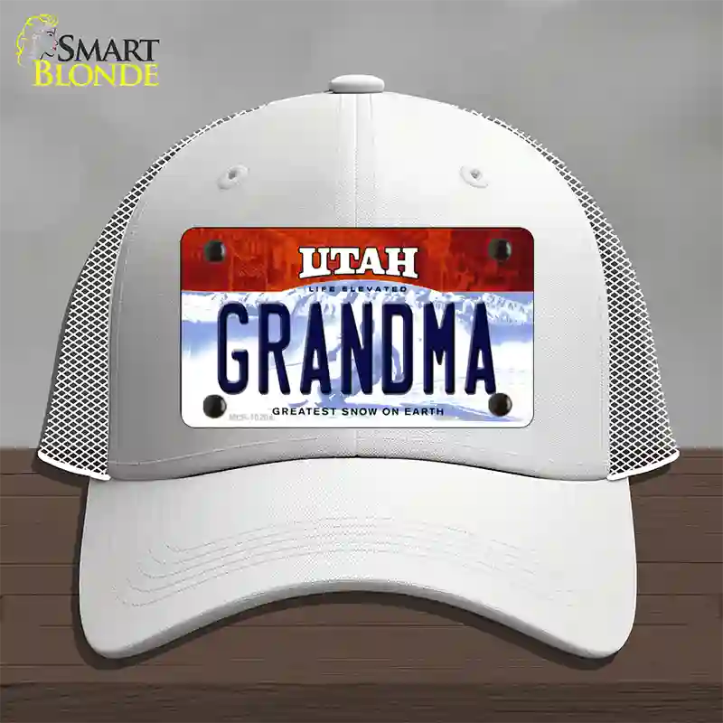 Grandma Utah Novelty License Plate Hat Mesh / White