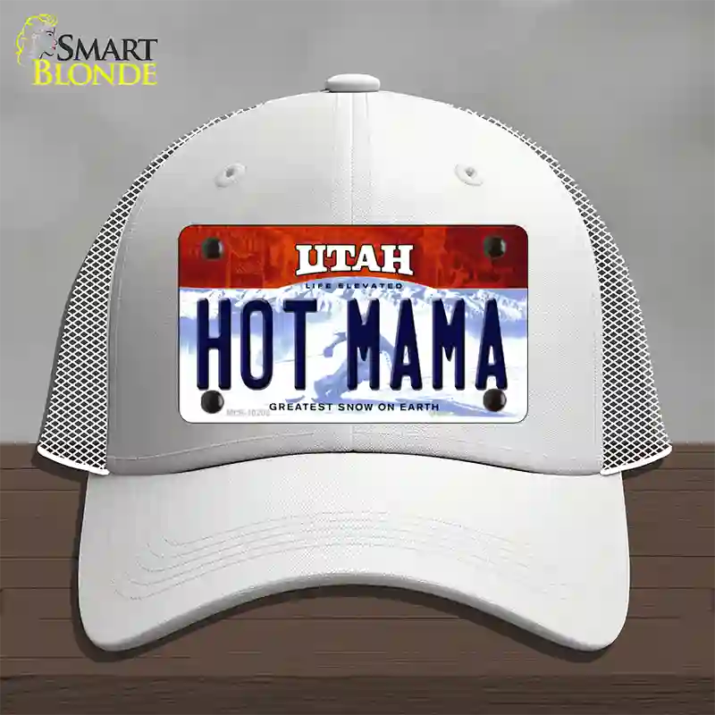 Hot Mama Utah Novelty License Plate Hat Mesh / White