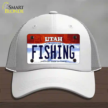 Fishing Utah Novelty License Plate Hat Mesh / White