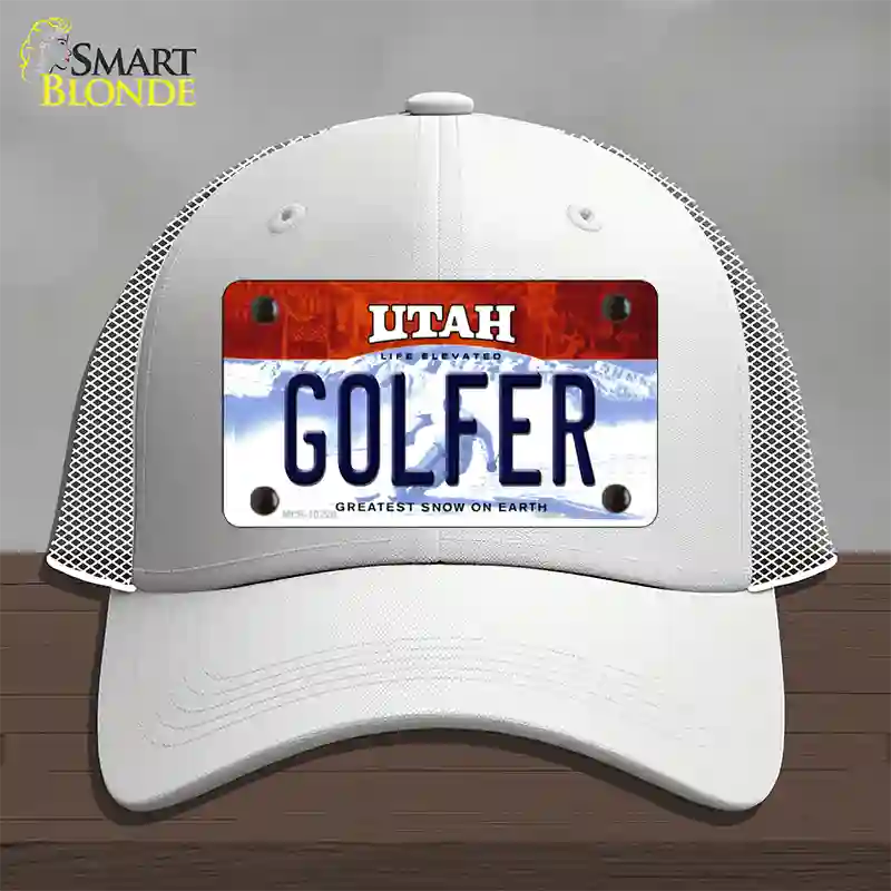 Golfer Utah Novelty License Plate Hat Mesh / White