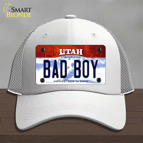 Bad Boy Utah Novelty License Plate Hat Mesh / White