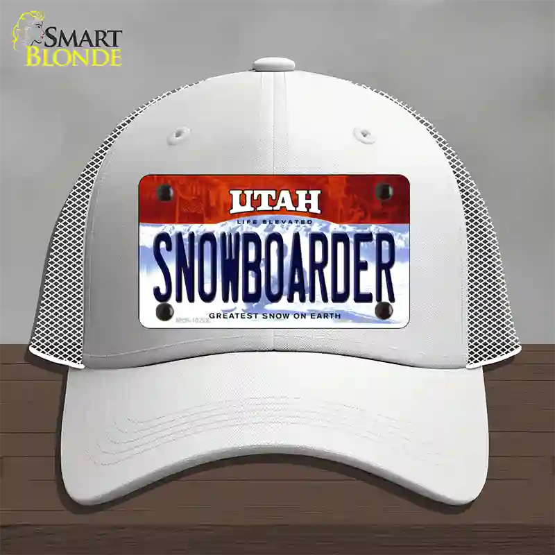 Snowboarder Utah Novelty License Plate Hat Mesh / White