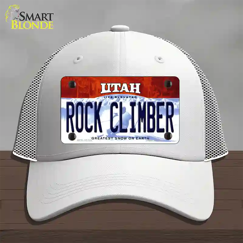 Rock Climber Utah Novelty License Plate Hat Mesh / White