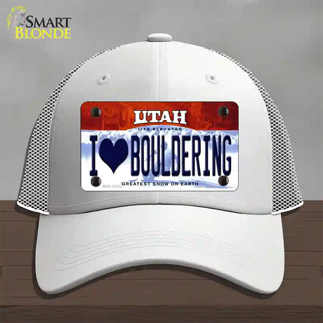 I Love Bouldering Utah Novelty License Plate Hat Mesh / White