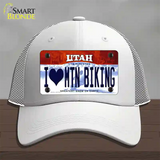 I Love Mtn Biking Utah Novelty License Plate Hat Mesh / White