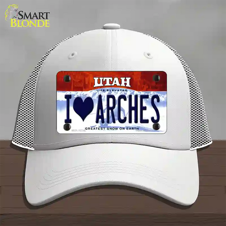 I Love Arches Utah Novelty License Plate Hat Mesh / White