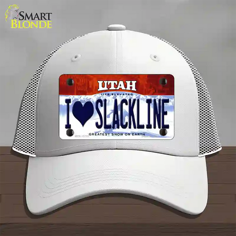 I Love Slackline Utah Novelty License Plate Hat Mesh / White