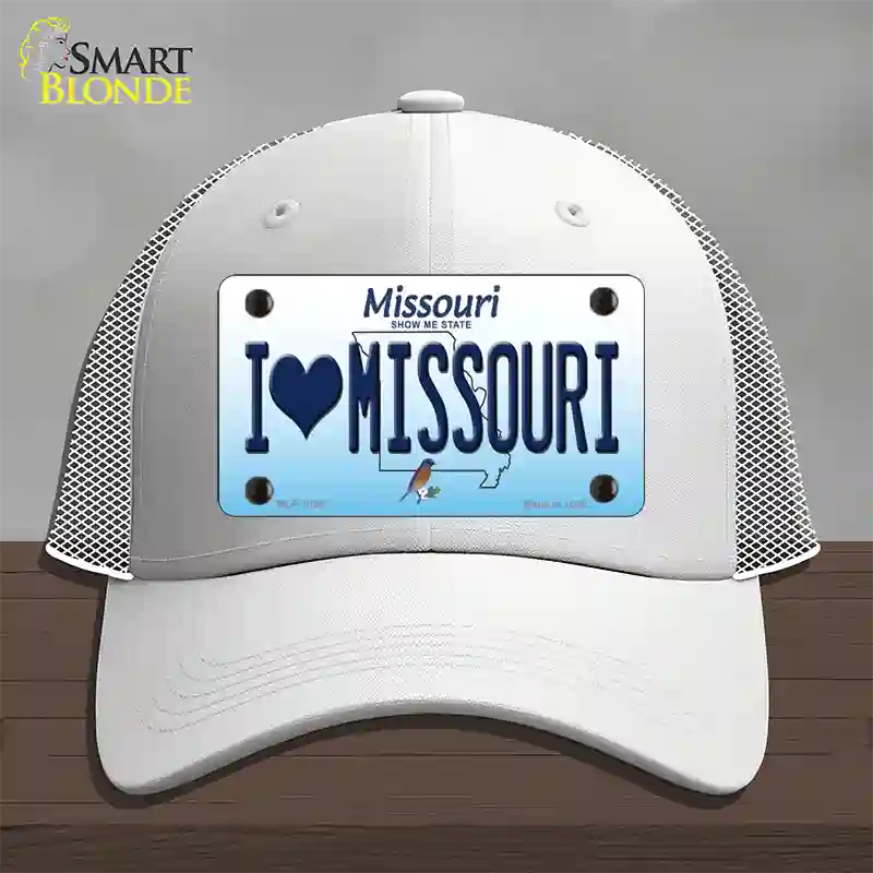 I Love Missouri Novelty License Plate Hat Mesh / White