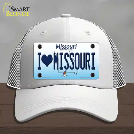 I Love Missouri Novelty License Plate Hat Mesh / White