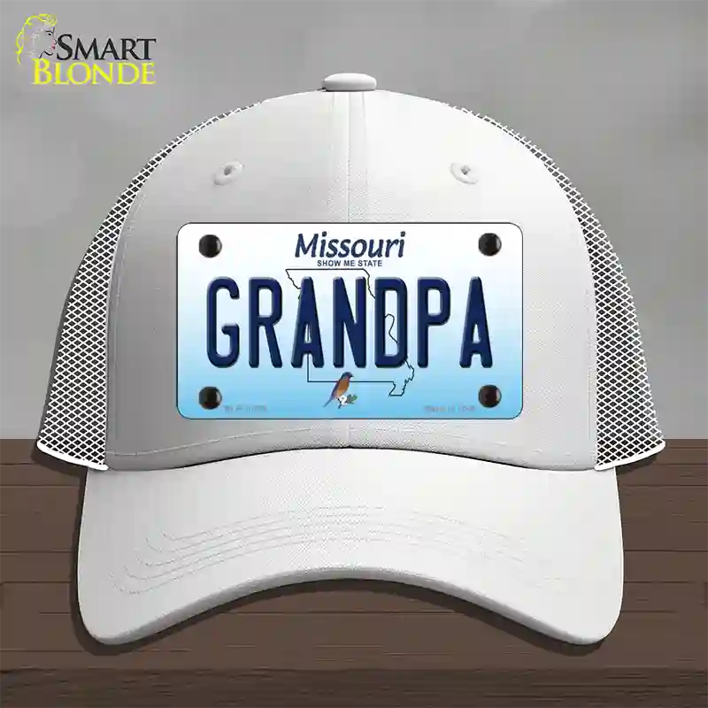 Grandpa Missouri Novelty License Plate Hat Mesh / White