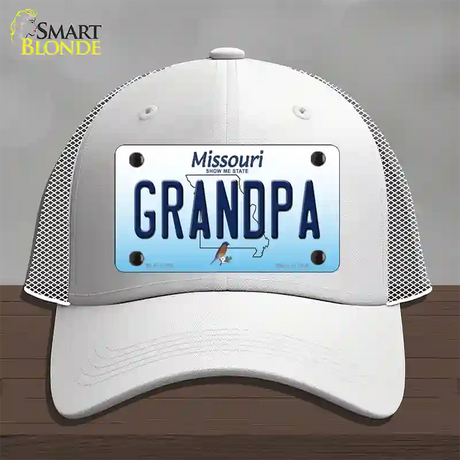 Grandpa Missouri Novelty License Plate Hat Mesh / White