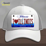 I Love Illinois Novelty License Plate Hat Mesh / White