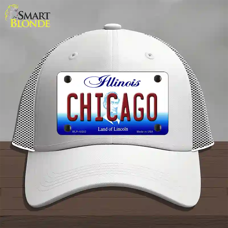 Chicago Illinois Novelty License Plate Hat Mesh / White